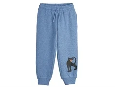 Blå sweatbukser med sort pantermotiv fra Mini Rodini 1100030060 blue melange